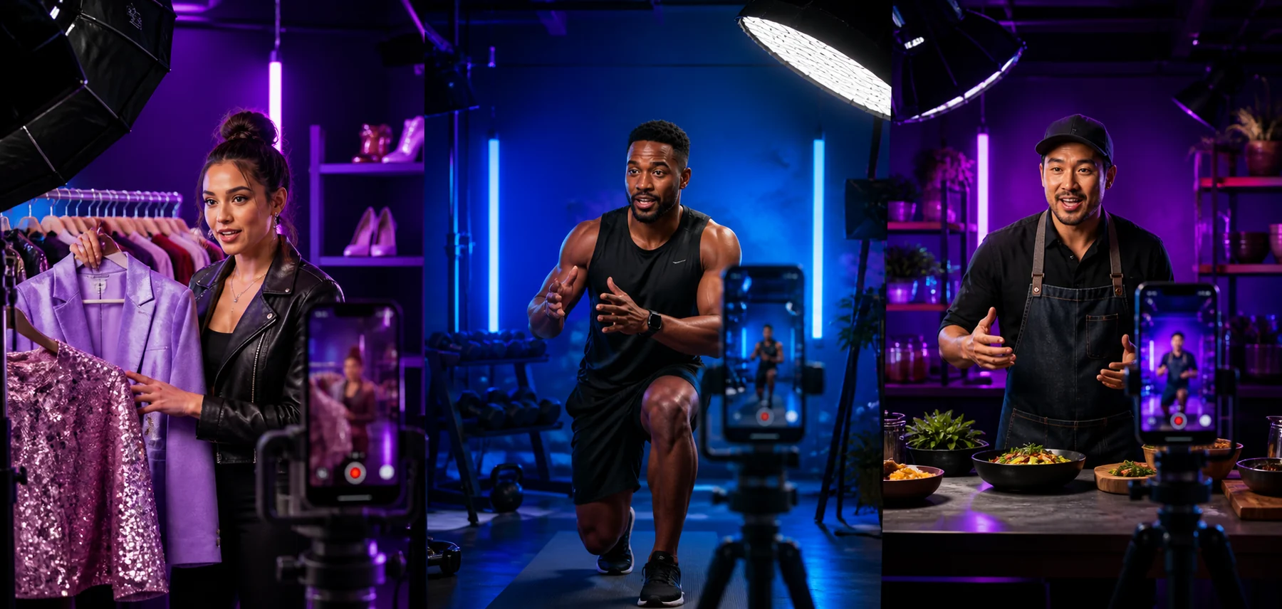 Fashion, fitness, and food creators producing short-form videos